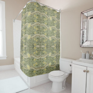 William Morris Daffodil Flower Yellow Gree Douchegordijn