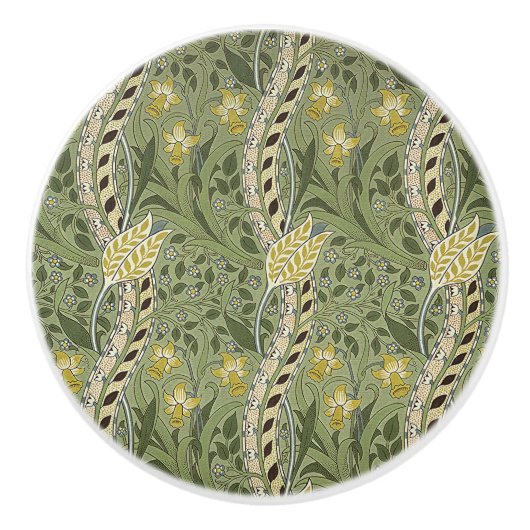  William Morris Daffodil Flowers Yellow Keramische Knop (Voorkant)