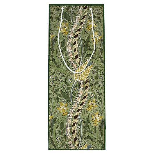  William Morris Daffodil Flowers Yellow Wijn Cadeautas (Achterkant)