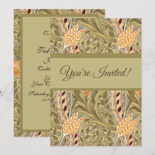 William Morris Daffodil Garden Flower Classic Bota Kaart (Voorkant / Achterkant)