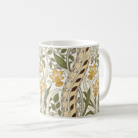 William Morris Daffodil Garden Flower Classic Bota Koffiemok (Voorkant rechts)
