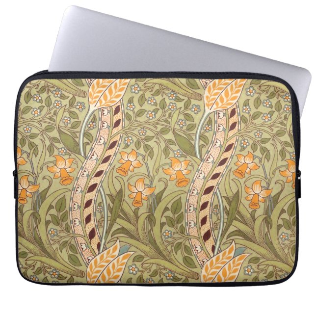 William Morris Daffodil Garden Flower Classic Bota Laptop Sleeve (Voorkant)