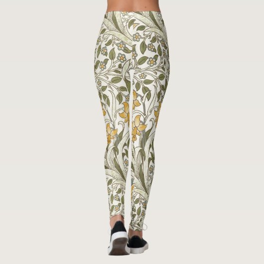 William Morris Daffodil Garden Flower Classic Bota Leggings (Achterkant)