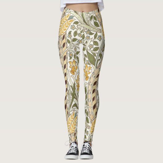 William Morris Daffodil Garden Flower Classic Bota Leggings (Voorkant)