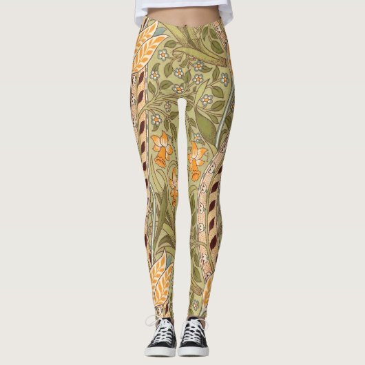 William Morris Daffodil Garden Flower Classic Bota Leggings (Voorkant)