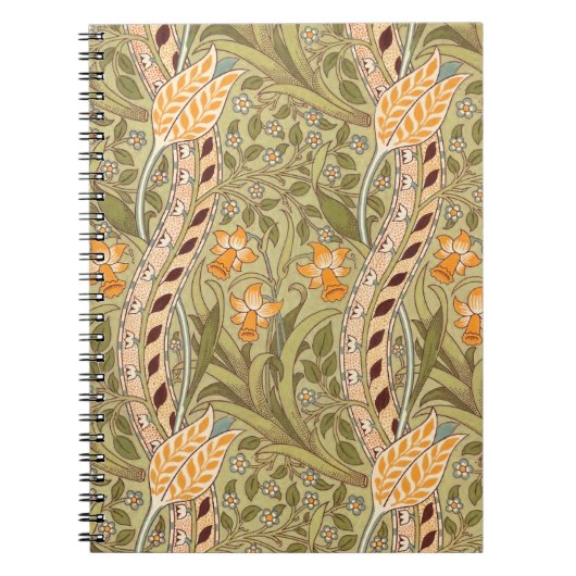 William Morris Daffodil Garden Flower Classic Bota Notitieboek (Voorkant)