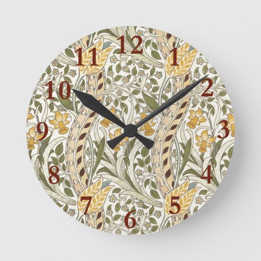 William Morris Daffodil Garden Flower Classic Bota Ronde Klok (Voorkant)