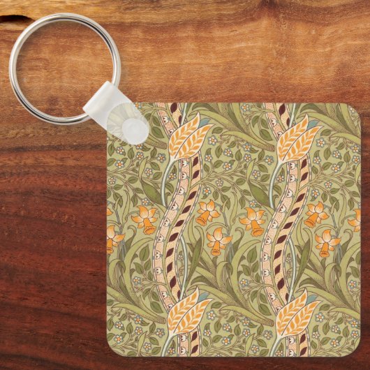 William Morris Daffodil Garden Flower Classic Bota Sleutelhanger (Voorkant)