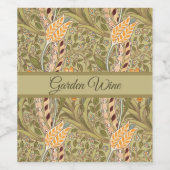 William Morris Daffodil Garden Flower Classic Bota Wijn Etiket (Enkel label)