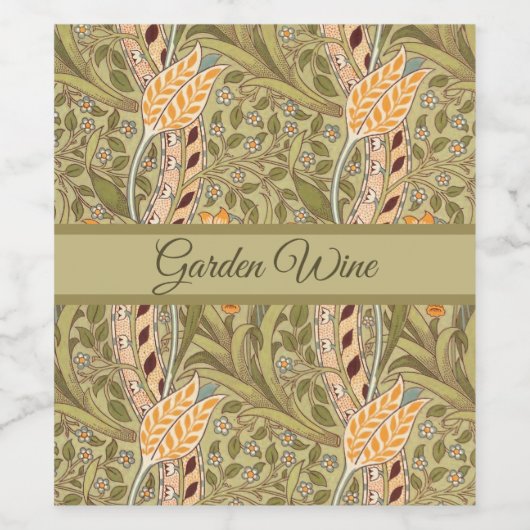 William Morris Daffodil Garden Flower Classic Bota Wijn Etiket (Enkel label)