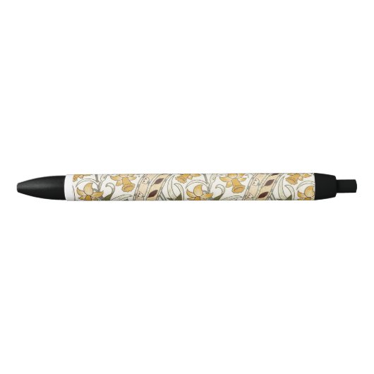 William Morris Daffodil Garden Flower Classic Bota Zwarte Inkt Pen (Voorkant)