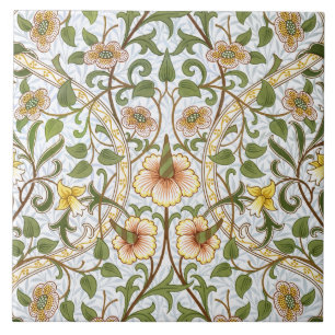 William Morris Daffodil Pattern Art Tile of Trivet Tegeltje