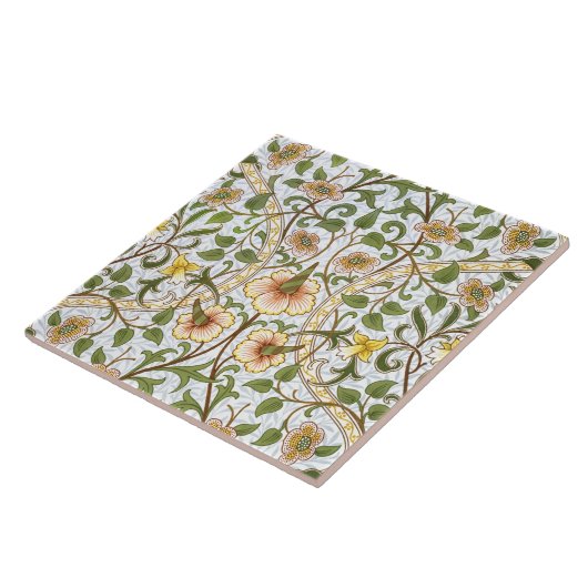 William Morris Daffodil Pattern Art Tile of Trivet Tegeltje (Zijkant)