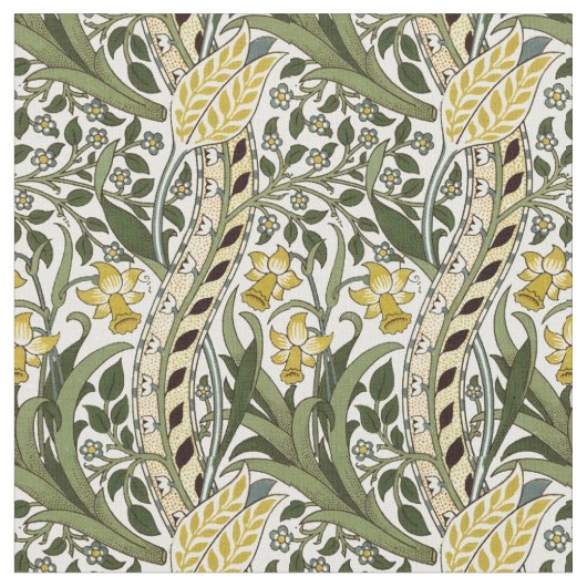William Morris Daffodil  Pattern Stof (Close Up)