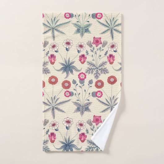 William Morris Daisy Floral Pattern Red Sinaasappe Bad Handdoek (Handdoek)