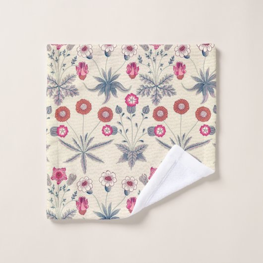 William Morris Daisy Floral Pattern Red Sinaasappe Bad Handdoek (Wasdoekje)
