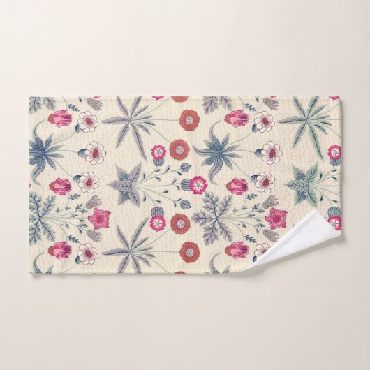 William Morris Daisy Floral Pattern Red Sinaasappe Bad Handdoek (Handdoek)