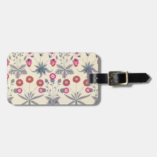 William Morris Daisy Floral Pattern Red Sinaasappe Bagagelabel (Voorkant horizontaal)