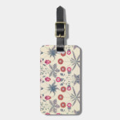 William Morris Daisy Floral Pattern Red Sinaasappe Bagagelabel (Voorkant verticaal)
