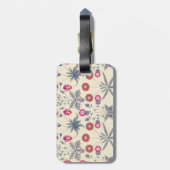 William Morris Daisy Floral Pattern Red Sinaasappe Bagagelabel (Achterkant verticaal)