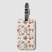 William Morris Daisy Floral Pattern Red Sinaasappe Bagagelabel (Voorkant (verticaal))