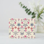 William Morris Daisy Floral Pattern Red Sinaasappe Briefkaart (Staand voorkant)