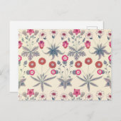 William Morris Daisy Floral Pattern Red Sinaasappe Briefkaart (Voorkant / Achterkant)