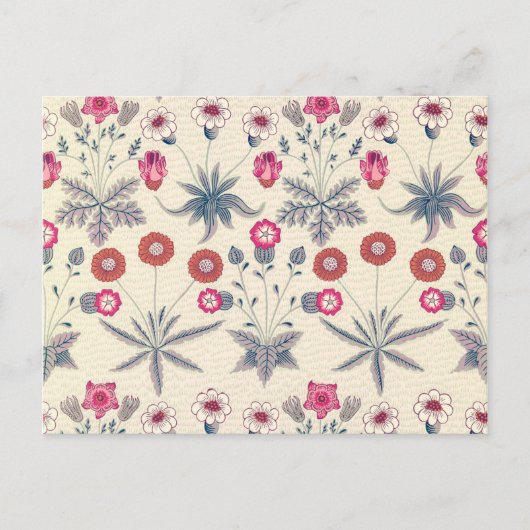 William Morris Daisy Floral Pattern Red Sinaasappe Briefkaart (Voorkant)