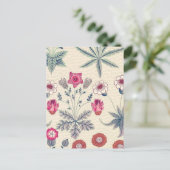 William Morris Daisy Floral Pattern Red Sinaasappe Briefkaart (Staand voorkant)