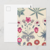William Morris Daisy Floral Pattern Red Sinaasappe Briefkaart (Voorkant / Achterkant)