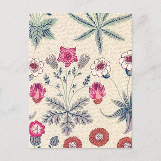 William Morris Daisy Floral Pattern Red Sinaasappe Briefkaart (Voorkant)