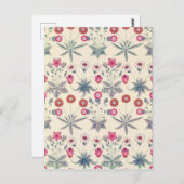 William Morris Daisy Floral Pattern Red Sinaasappe Briefkaart (Voorkant / Achterkant)