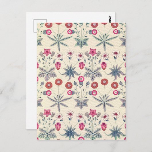 William Morris Daisy Floral Pattern Red Sinaasappe Briefkaart (Voorkant / Achterkant)