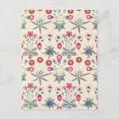William Morris Daisy Floral Pattern Red Sinaasappe Briefkaart (Voorkant)