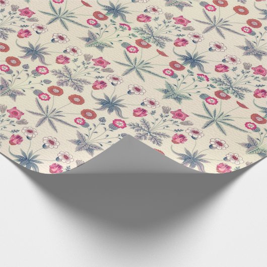 William Morris Daisy Floral Pattern Red Sinaasappe Cadeaupapier (Hoek)