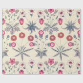 William Morris Daisy Floral Pattern Red Sinaasappe Cadeaupapier (Vlak)