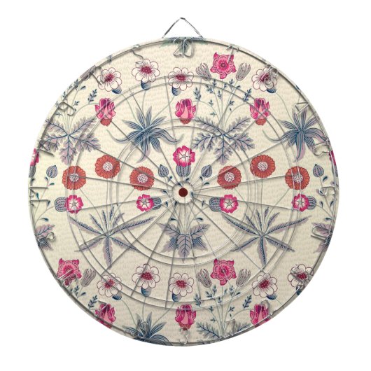 William Morris Daisy Floral Pattern Red Sinaasappe Dartbord (Voorkant)