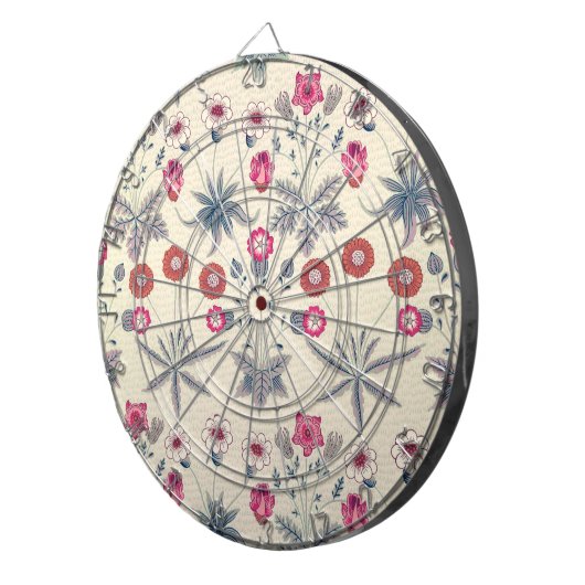 William Morris Daisy Floral Pattern Red Sinaasappe Dartbord (Voorkant Rechts)