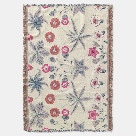 William Morris Daisy Floral Pattern Red Sinaasappe Deken (Voorkant Verticaal)