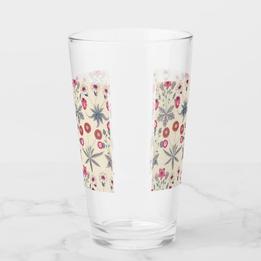 William Morris Daisy Floral Pattern Red Sinaasappe Glas (Links)