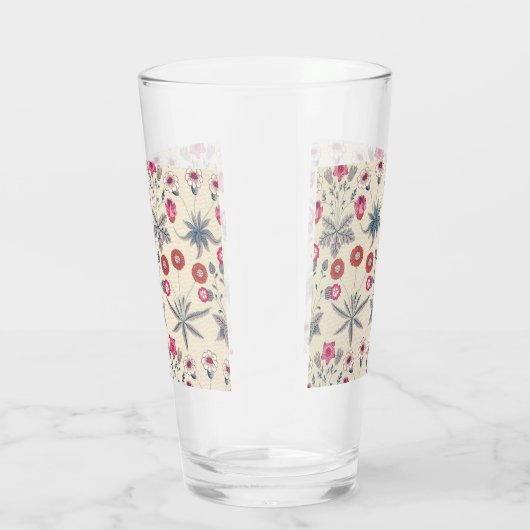 William Morris Daisy Floral Pattern Red Sinaasappe Glas (Rechts)