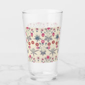 William Morris Daisy Floral Pattern Red Sinaasappe Glas (Voorkant)