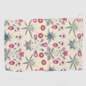 William Morris Daisy Floral Pattern Red Sinaasappe Golfhanddoek (Horizontaal)