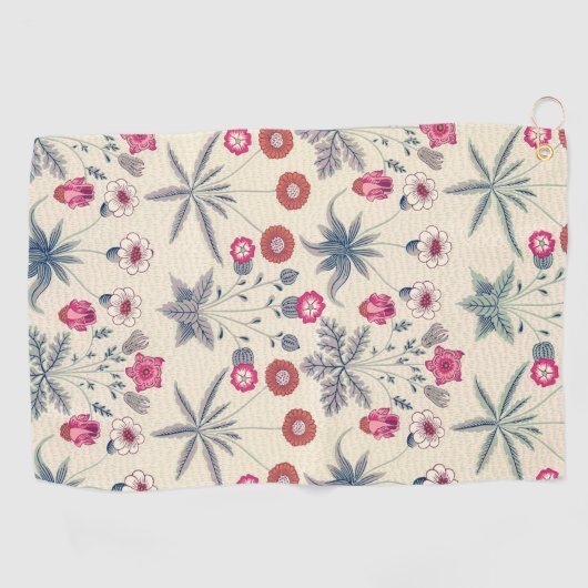 William Morris Daisy Floral Pattern Red Sinaasappe Golfhanddoek (Horizontaal)