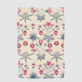 William Morris Daisy Floral Pattern Red Sinaasappe Golfhanddoek (Voorkant)