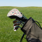 William Morris Daisy Floral Pattern Red Sinaasappe Golfheadcover (Insitu)