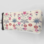 William Morris Daisy Floral Pattern Red Sinaasappe Golfheadcover (Voorkant)