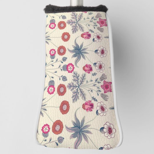 William Morris Daisy Floral Pattern Red Sinaasappe Golfheadcover (Draai 90)