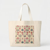 William Morris Daisy Floral Pattern Red Sinaasappe Grote Tote Bag (Voorkant)