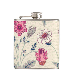 William Morris Daisy Floral Pattern Red Sinaasappe Heupfles